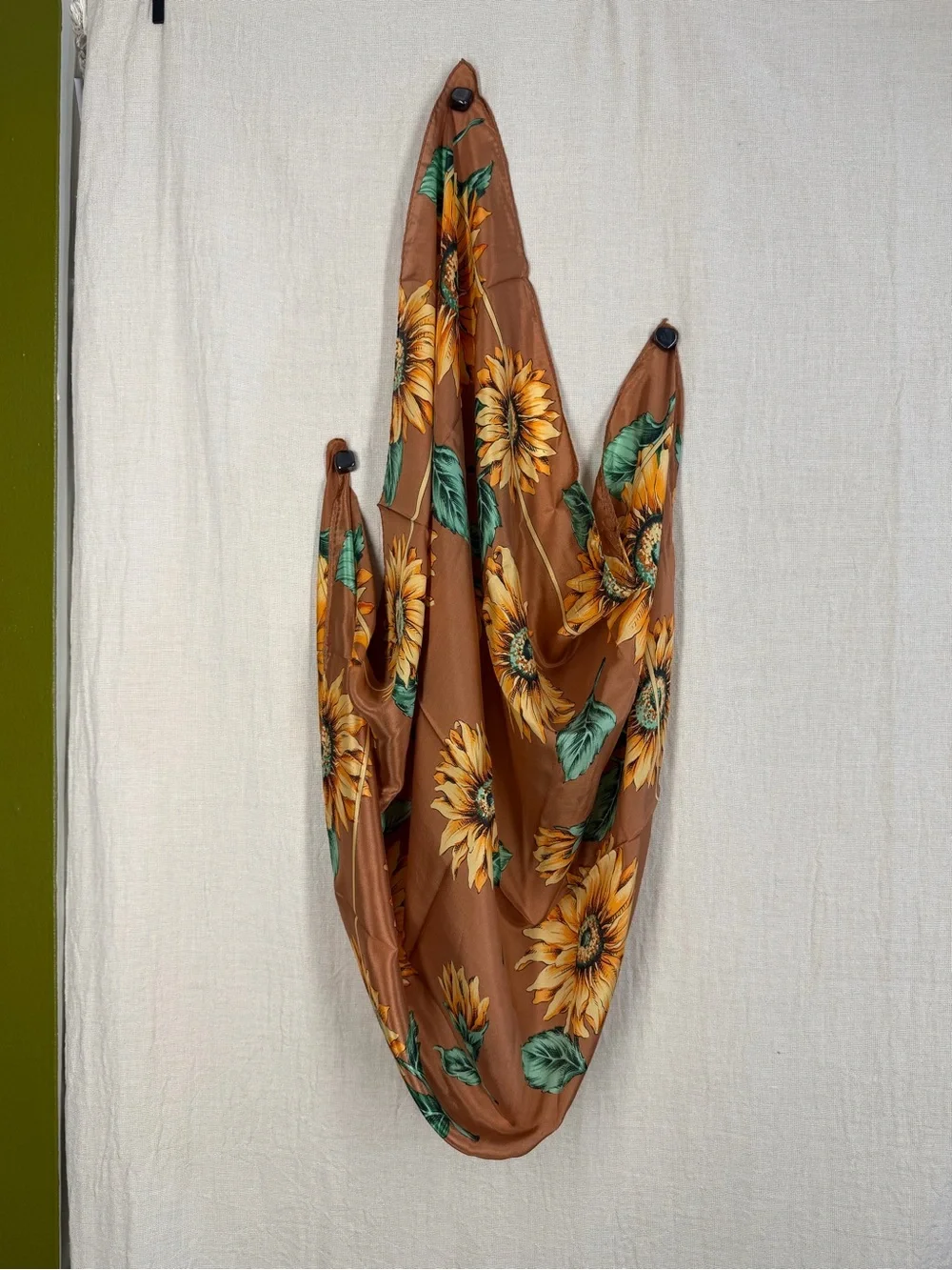 Vintage 100% Silk Sunflower Scarf Made in Japan 30” Square